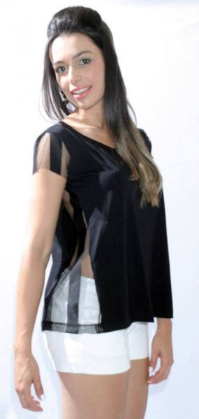 blusa preta transparente